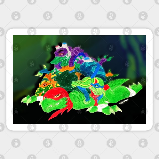 Turtle Pile - Rise of the TMNT Sticker by Lycoris ArtSpark